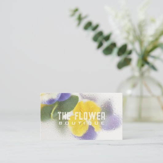 Glazen Bloemen Bloemist Paarse Visitekaartje (Staand voorkant)