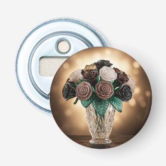 Glazen bloemen button flesopener