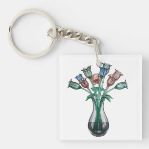 Glazen bloemen sleutelhanger