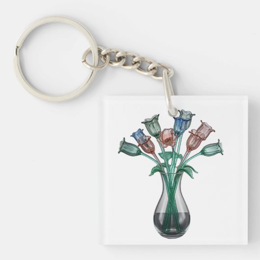 Glazen bloemen sleutelhanger (voorkant)
