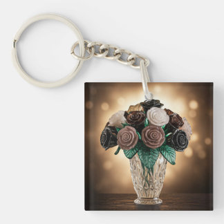Glazen bloemen sleutelhanger