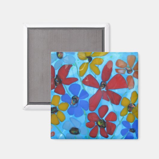 glazen bloemmagneet magneet (Voorkant / Achterkant)