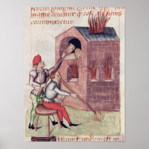 Glazen blowers, van "Tractatus de Herbis" Poster