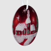  glazen bolletje rood kerst sneeuwhuis ornament (voorkant)