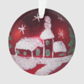  glazen bolletje rood kerst sneeuwhuis ornament (voorkant)