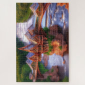 Glazen brug over rivier uitdagend legpuzzel (Verticaal)