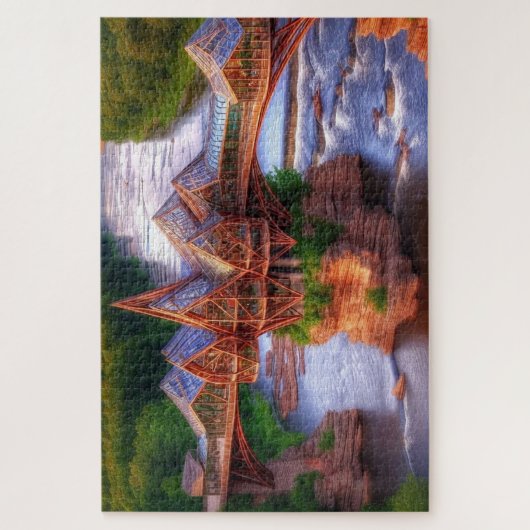 Glazen brug over rivier uitdagend legpuzzel (Verticaal)