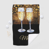 Glazen champagne voor golfer met hart golfhanddoek (Insitu)