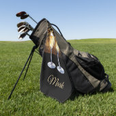 Glazen champagne voor golfer met hart golfhanddoek (Groen)