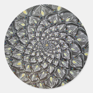 Glazen chrysant ronde sticker