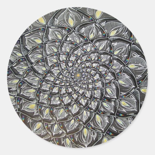 Glazen chrysant ronde sticker (Voorkant)