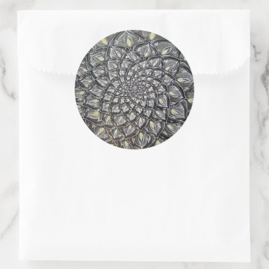 Glazen chrysant ronde sticker (Tas)