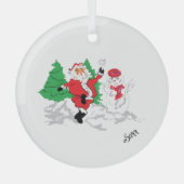 Glazen cirkelornament: Kerstman Glas Ornament (Voorkant)