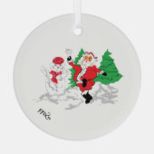 Glazen cirkelornament: Kerstman Glas Ornament (Achterkant)