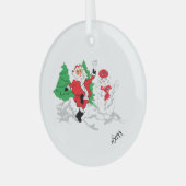 Glazen cirkelornament: Kerstman Glas Ornament (Voorkant links)
