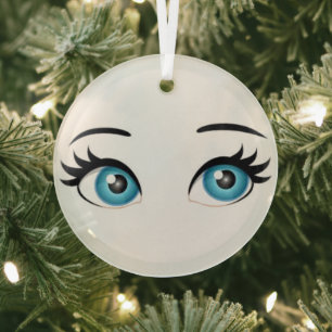 Glazen cirkelvormig ornament met blauwe ogen