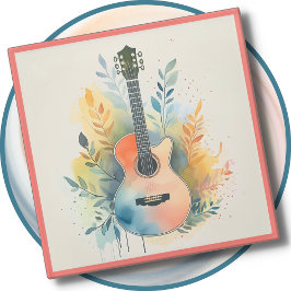 Glazen COASTER - Akoestische Gitaar op een Coaster Onderzetter
