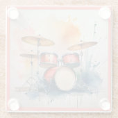 Glazen COASTER - Drums op een Coaster Onderzetter (Achterkant)