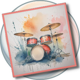 Glazen COASTER - Drums op een Coaster Onderzetter