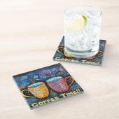 Glazen COASTER - Koffietijd Onderzetter (Schuin)