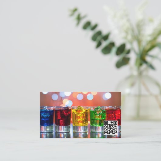 Glazen Drinken met kleurcode / QR-streepjescode Visitekaartje (Staand voorkant)
