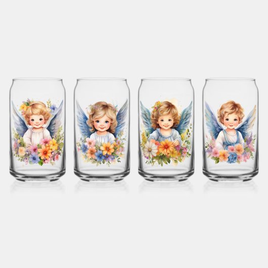 Glazen Drinkware Set 4 Stks Little Angels (Voorkant)