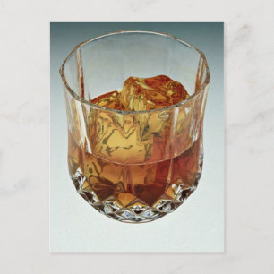 Glazen droogtrommel gevuld met schotel en ijsblokj briefkaart