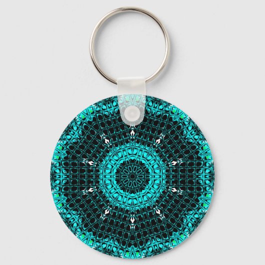 Glazen effect Mosaic Aquamarine Sleutelhanger (Voorkant)