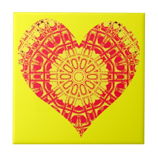 Glazen effect Mozaïek Sinaasappel/Geel (hart) Tegeltje (Voorkant)