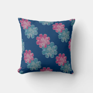 Glazen-effectbloemen (roze/blauwgroen/marine) kussen