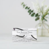 Glazen en Boek Geript visitekaartje (Staand voorkant)