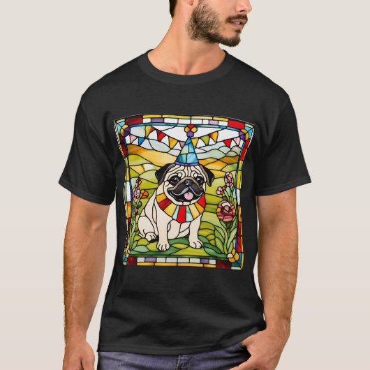 Glazen Feest Pug: Paul T-shirt (Voorkant)