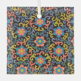 Glazen fles in vintage stijl met botanisch patroon glas ornament