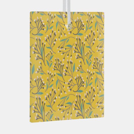 Glazen fles in vintage stijl met botanisch patroon glas ornament (Voorkant Rechts)