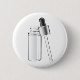 Glazen fles met heldere vloeistof en pipet ronde button 5,7 cm