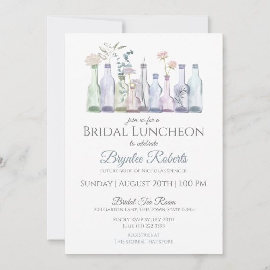 Glazen flesjes Bridal Luncheon Kaart (Voorkant)