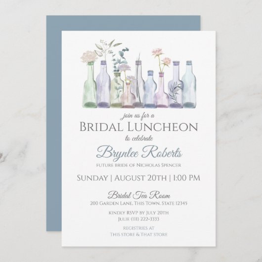 Glazen flesjes Bridal Luncheon Kaart (Voorkant / Achterkant)