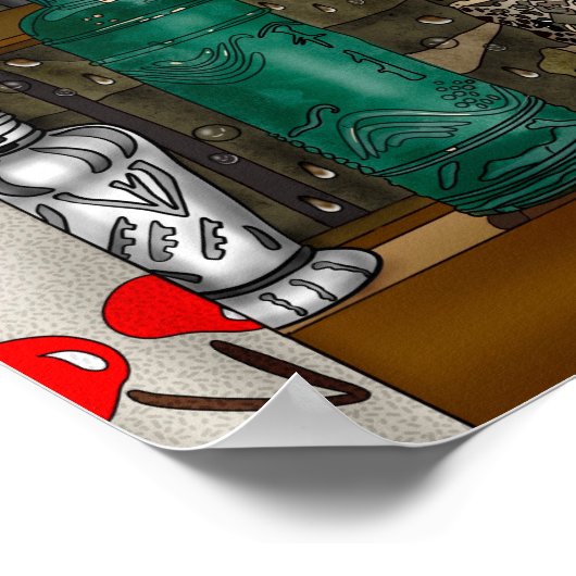 Glazen flesjes in Venster vol met Raindrops Poster (Hoek)