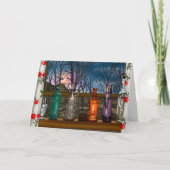 Glazen flessen in raam vol met regendruppels kaart (Voorkant)