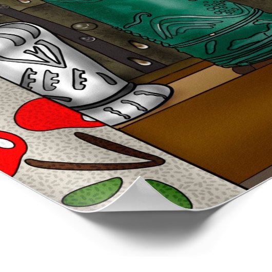 Glazen flessen in raam vol met regendruppels poster (Hoek)