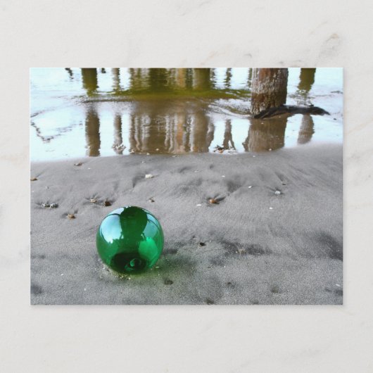 Glazen float onder pier briefkaart (Voorkant)