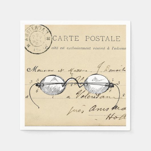  glazen Frans Briefkaart servet (Voorkant)