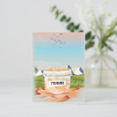 Glazen geld reizen pot briefkaart (Staand voorkant)