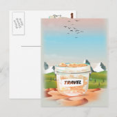 Glazen geld reizen pot briefkaart (Voorkant / Achterkant)