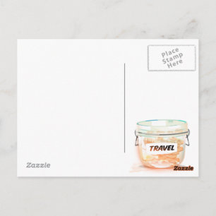 Glazen geld reizen pot briefkaart