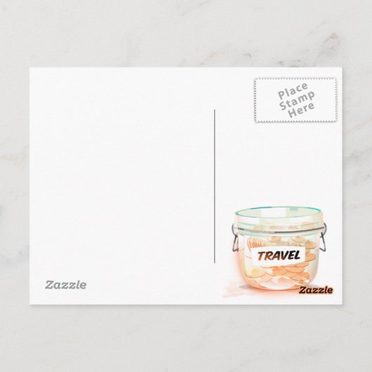 Glazen geld reizen pot briefkaart (Achterkant)