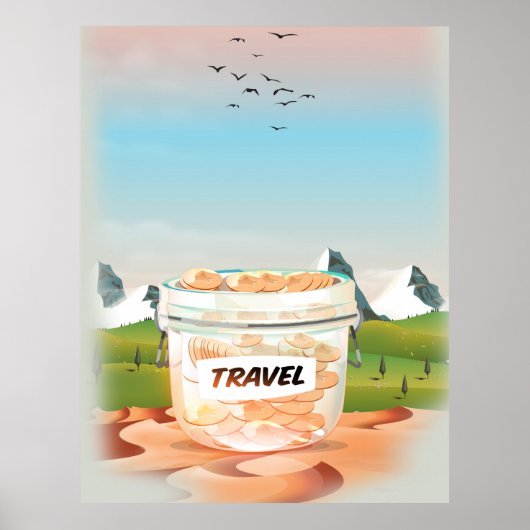 Glazen geld reizen pot poster (Voorkant)