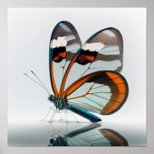 Glazen gevleugelde vlinder Art Print Poster