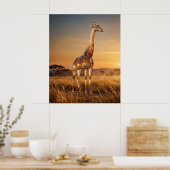 Glazen Giraffe Savannah Dageraad Poster (Keuken)