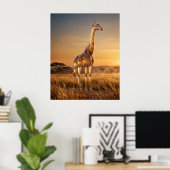 Glazen Giraffe Savannah Dageraad Poster (Thuiskantoor)
